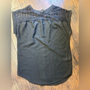 H&M Black Lace Detail Blouse